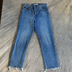 Levi's Wedgie Straight Fit Premium jeans cotton raw hem ankle crop size 25